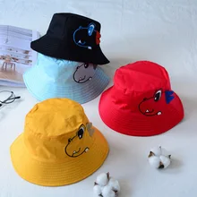 Милая хлопковая детская шапка с динозавром, двусторонняя шапка-ведро, детская шапка на весну-осень, детские шапки, аксессуары для малышей, шапка унисекс