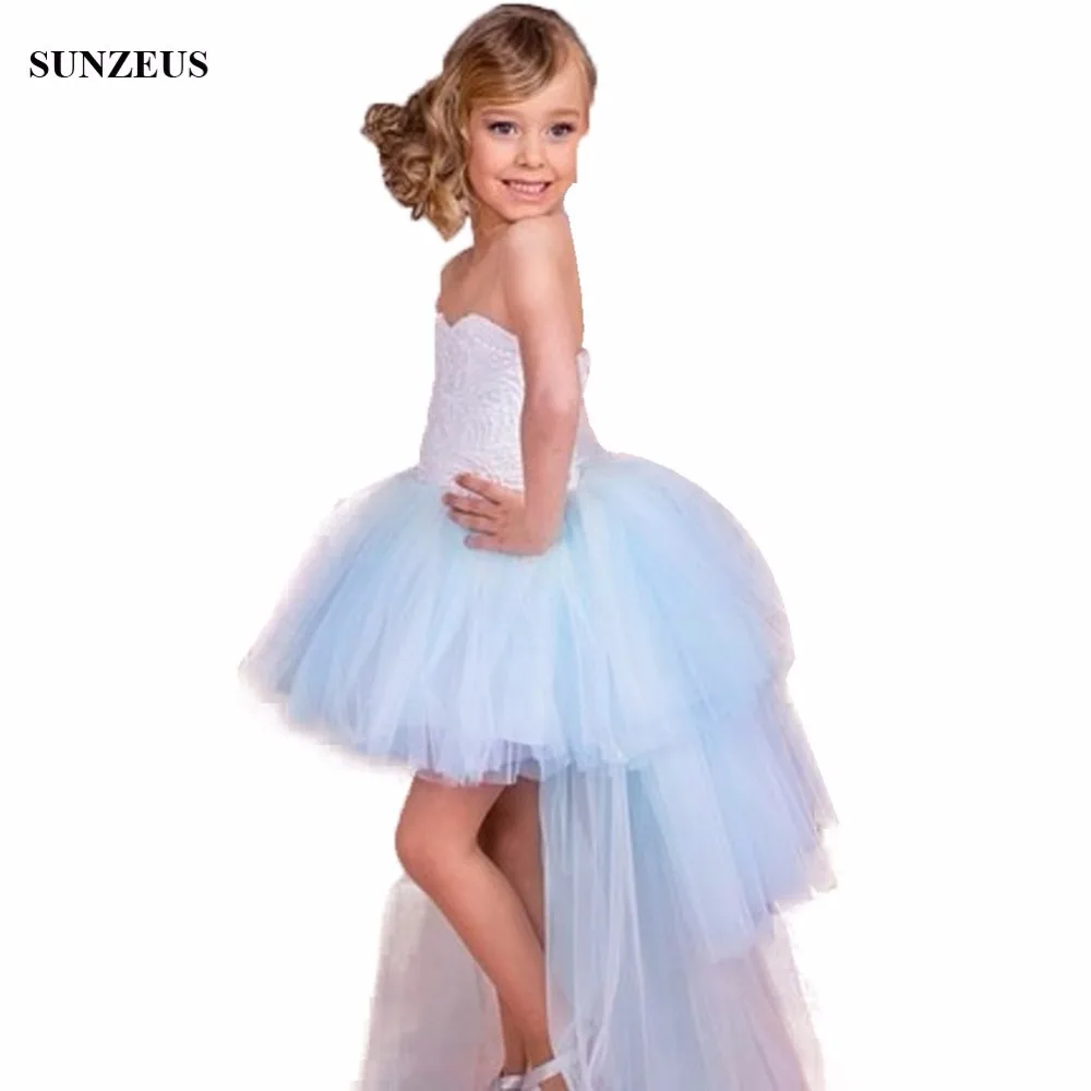 Short Front Long Back Flower Girl Dress Tiered Tulle Skirt Back
