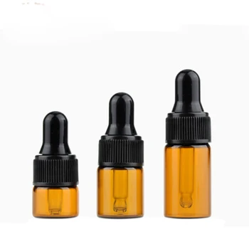 

100pcs 1ml 2ml 3ml 5ml Amber Dropper Mini Glass Bottle Essential Oil Display Vial , Small Perfume, essential oil dropper bottle