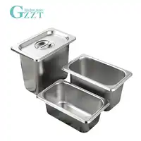GZZT Stainless Steel 1/9 Buffet Gastronorm Pan With Pan Lid American Style 0.6mm Thickness Buffet Kitchen GN Pan Tableware