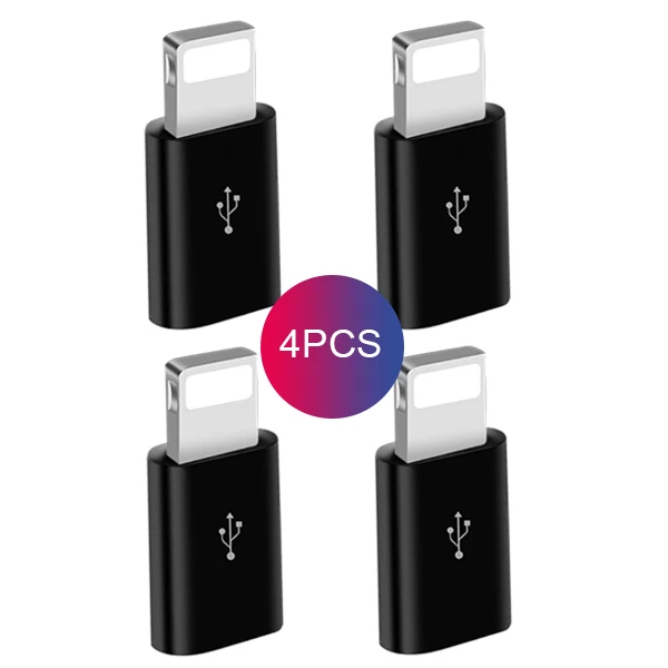 4PC Black ACCEZZ Мини OTG для iphone к Micro USB кабель конвертер адаптер для iphone X 7 8 6S Plus XS MAX XR синхронизация данных разъем зарядного устройства - Цвет: 4PC Black