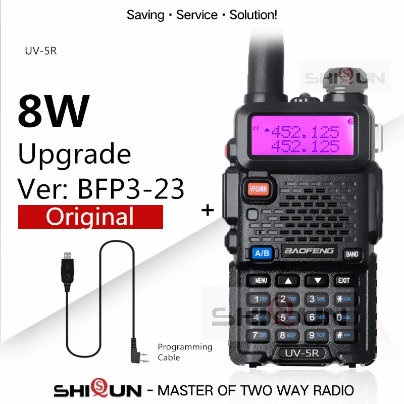Baofeng UV-5R двухканальные рации двойной дисплей двухдиапазонный Baofeng UV5R портативный 5 Вт UHF VHF двухстороннее радио Pofung UV 5R КВ трансивер - Цвет: 8W Plus Cable