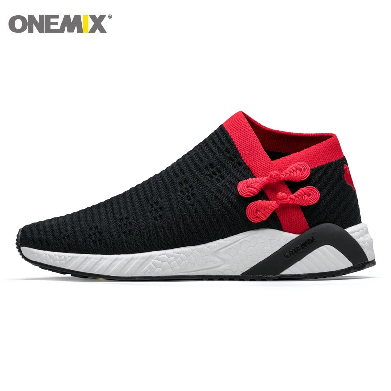 Onemix Men Running Shoes Weaving Breathable Light Running Shoes Knitted Vamp Shoes Walking Lightweight Slip Resistan