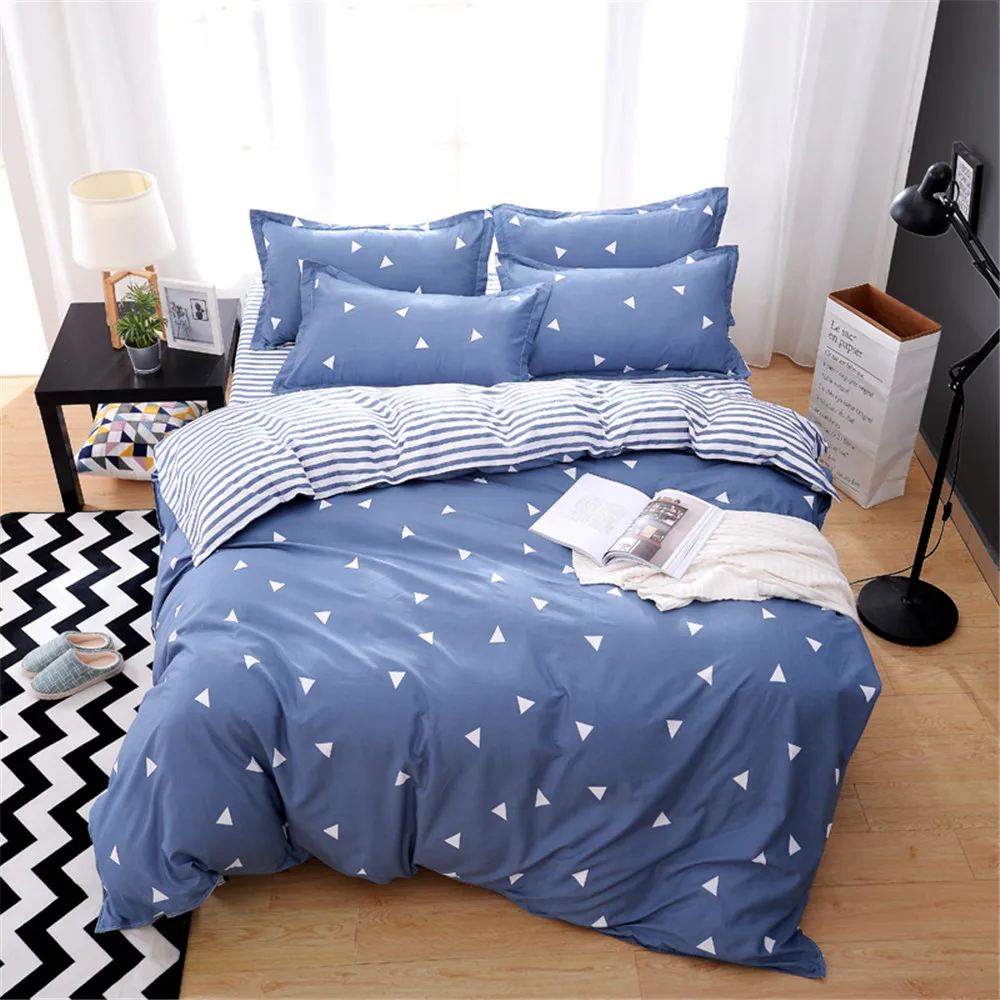 

PAPA&MIMA bedding set Geometric Pattern Bed Lings sheet pillowcase Cover Set Cartoon flowers