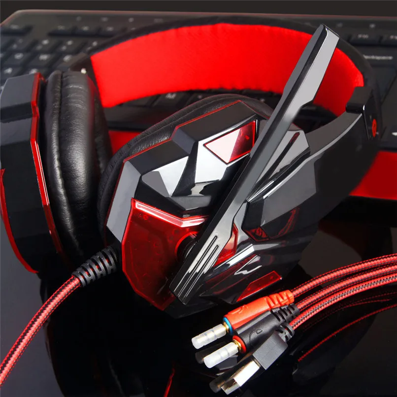 Surround Stereo Gaming Headset Headband Headphone USB 3.5mm LED with Mic for PC LED Light Headphones  Dropshipping #F30OT23 (10)