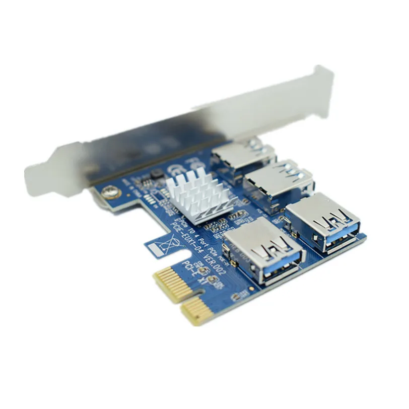 

Pcie Express 1x to 4-port USB3.0 Extender Riser Card Adapter Port Multiplier Tarjeta de Minera Jul24 Drop Shipping New
