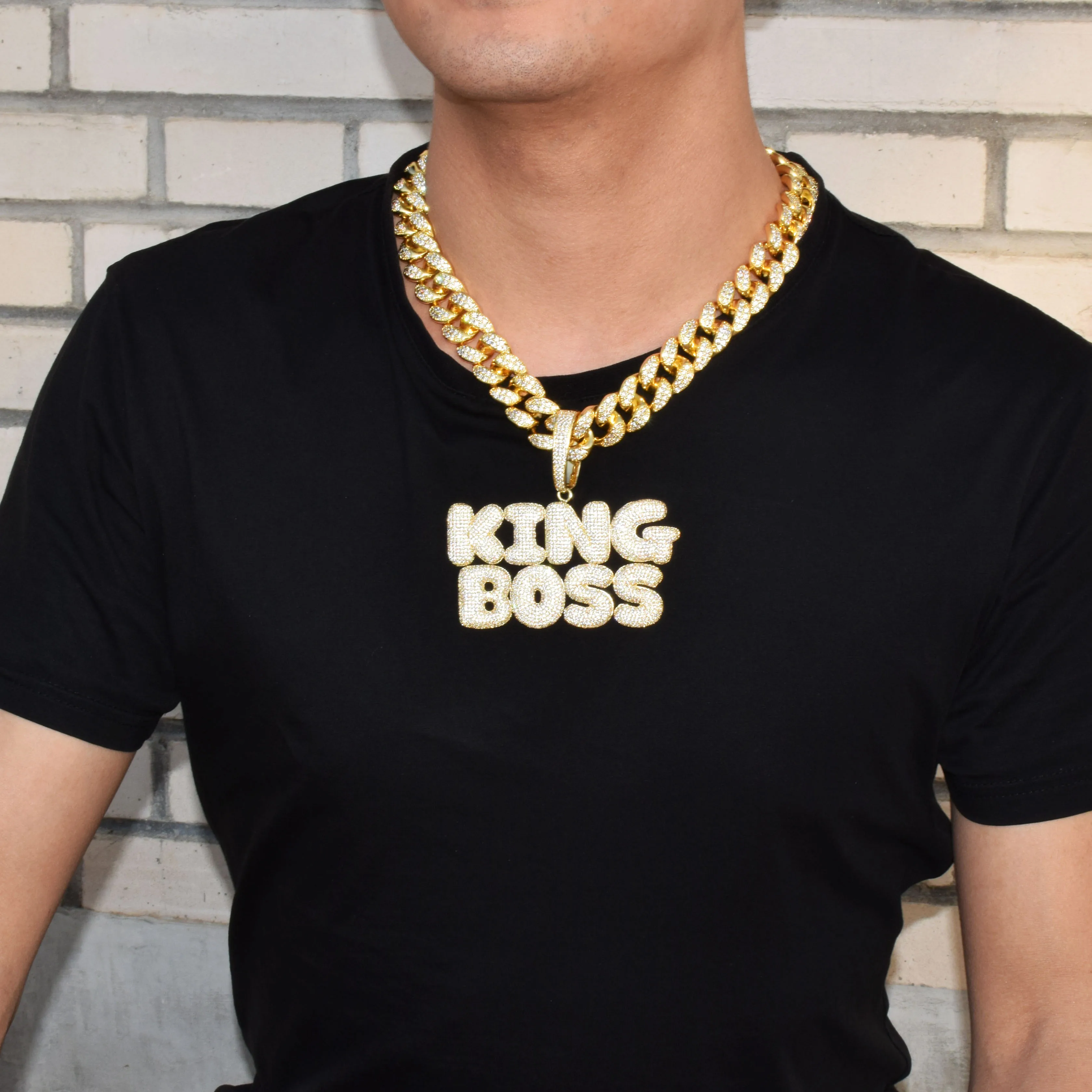 Bubble Letter Custom Name Pendant Men 