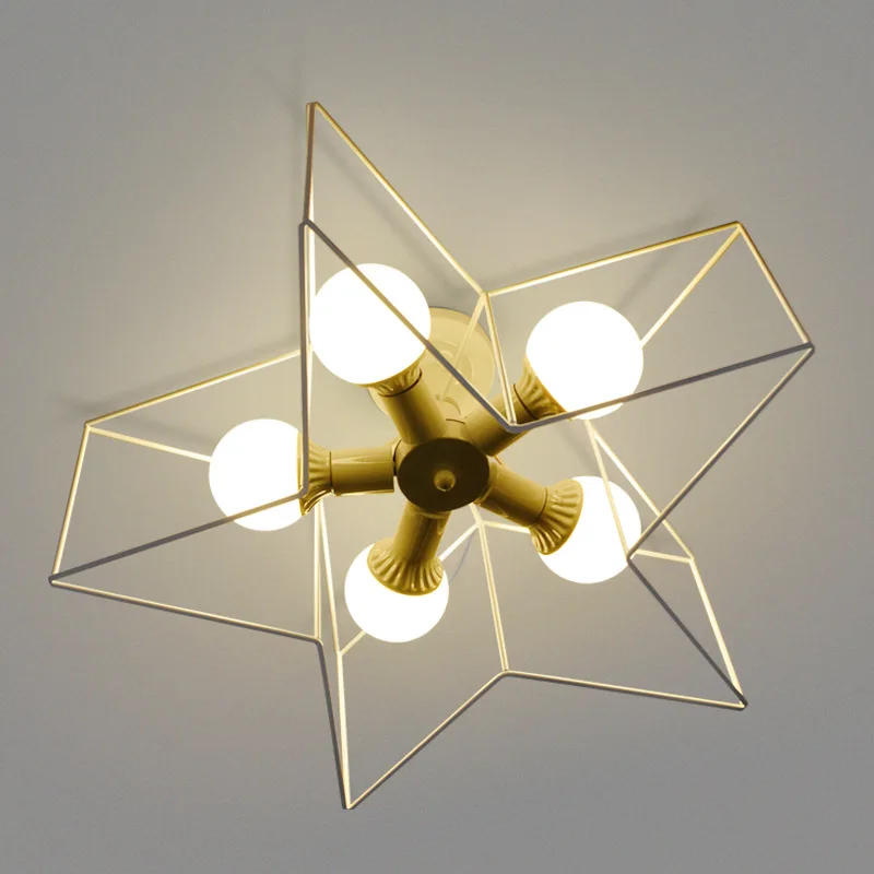 

Modern LED Ceiling Light Pentagram Iron Golden Ceiling Lamp Bedroom Living Room Hallway Corridor Lamp Metal Ceiling Lampshade