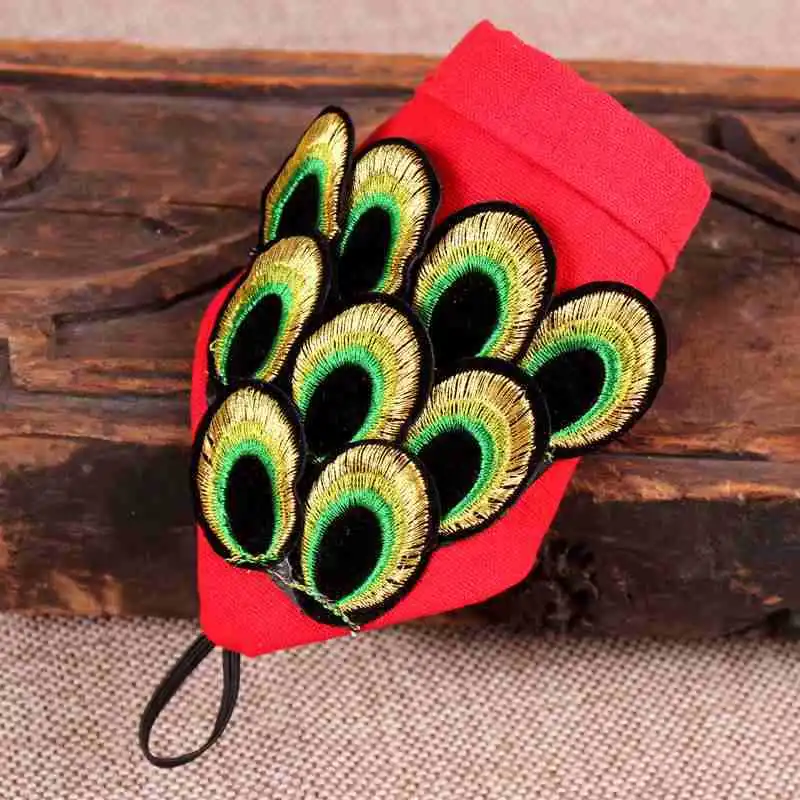 Этнические ветра вышивка павлин перо перчатки без пальцев Модные Джокер браслет украшения для танцоров для женщин 13