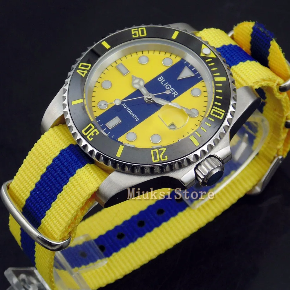 40 мм сапфировые автоматические Модные мужские часы En Cuir Analogique Montres Bleu Ray Hommes montre