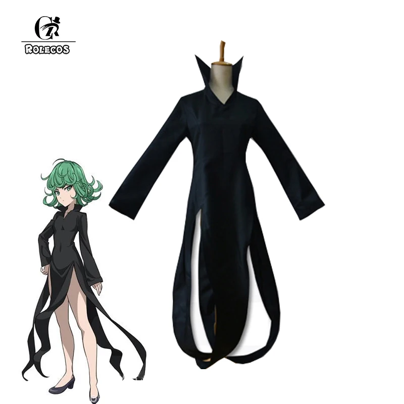 

ROLECOS Anime One Punch-Man 2rd Season Cosplay Cotumes Tatsumaki Costume Black Sexy Dress for Women Cosplay Sexy Costume Dress