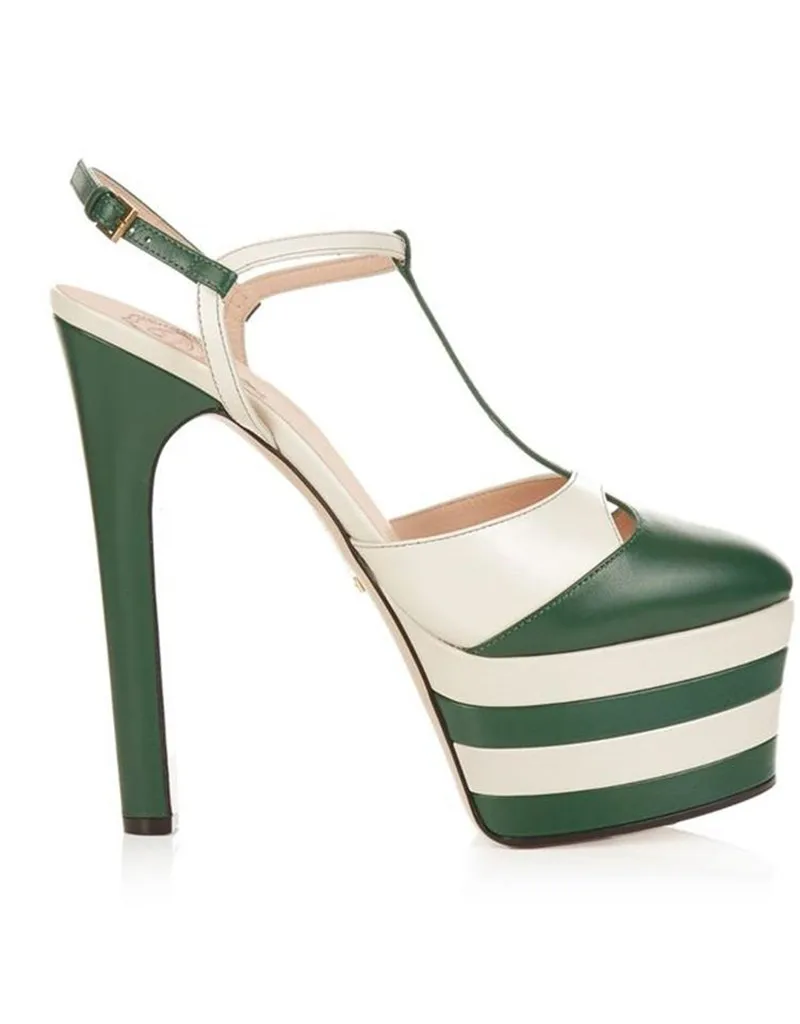 Г. женские туфли-лодочки на платформе с Т-образным ремешком золотистого цвета Вечерние туфли на высоком каблуке 16 см с круглым носком женская обувь для ночного клуба без шнуровки - Цвет: Армейский зеленый