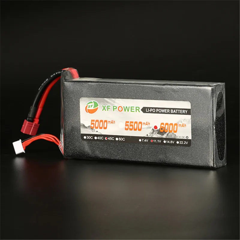 Высокое качество Перезаряжаемые lipo Батарея XF Мощность 11.1 В 6000 мАч 3 S 45C T штекер