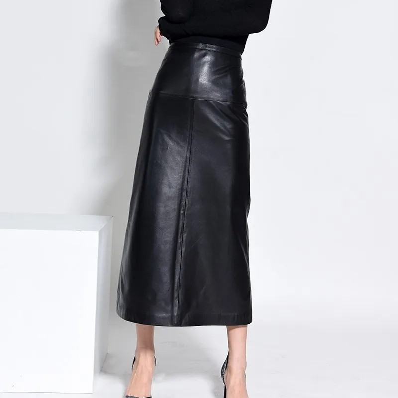 Новая женская одежда черная юбка карандаш с высокой талией тонкие юбки Дамская элегантная длинная юбка офисного размера плюс Lange Rok 2XL - Цвет: same as picture