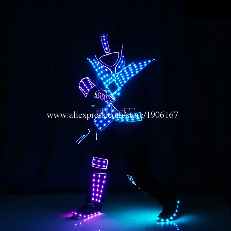 Programmable Men led robot costumes dance costumes robot suit full color led light dj clothes luminous stage wears disco4