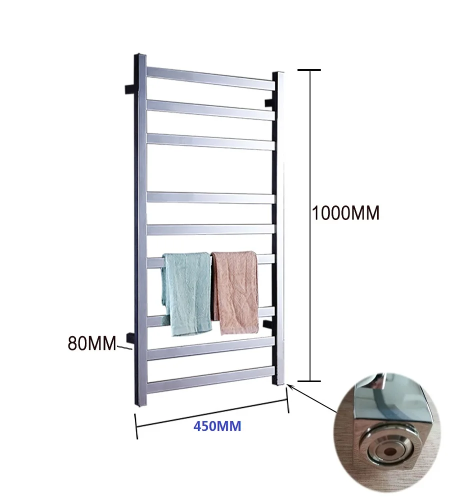 Ванная комната Электрический Полотенцесушитель настенный квадратный трубчатый полка для подогрева и сушки полотенец рельсы 304 Нержавеющая сталь полотенцесушитель полка