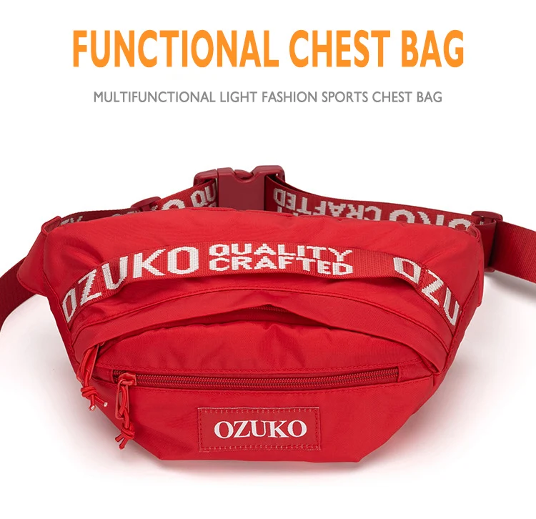 Новинка OZUKO роскошная мужская поясная сумка кошелек Повседневный Спортивный Ремень Сумки нагрудные сумки для мужчин женщин Повседневная