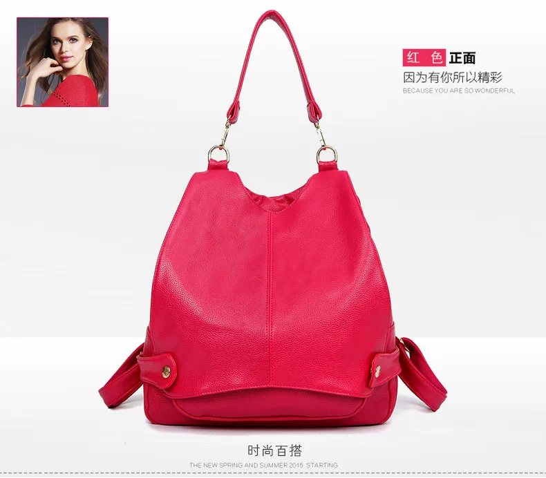 Искусственная кожа женские туристические рюкзаки женская Повседневная двойного назначения сумки mochilas infantis feminina для девочек-подростков - Цвет: red
