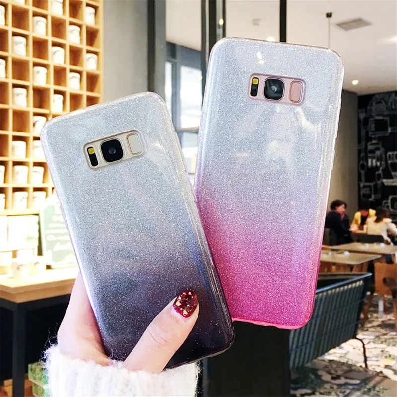 Тонкий блестящий градиентный чехол для Samsung Galaxy S8 S9 Plus S6 S7 Edge A3 A5 A7 J3 J5 J7 2016 2017 A8 2018