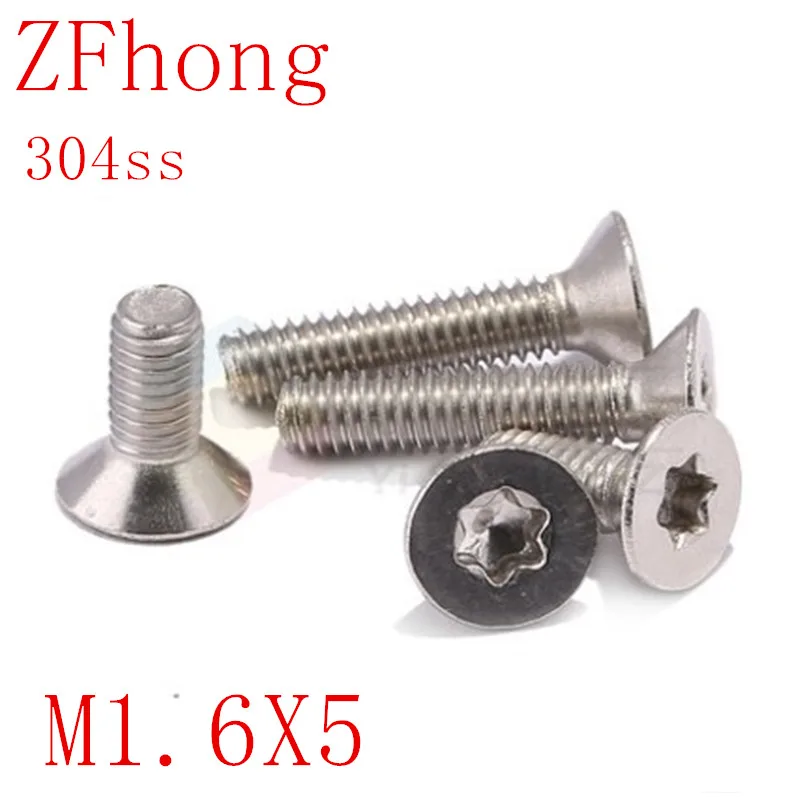 100PCS M1.6x5 M1.6*5 Stainless steel countersunk head torx screws