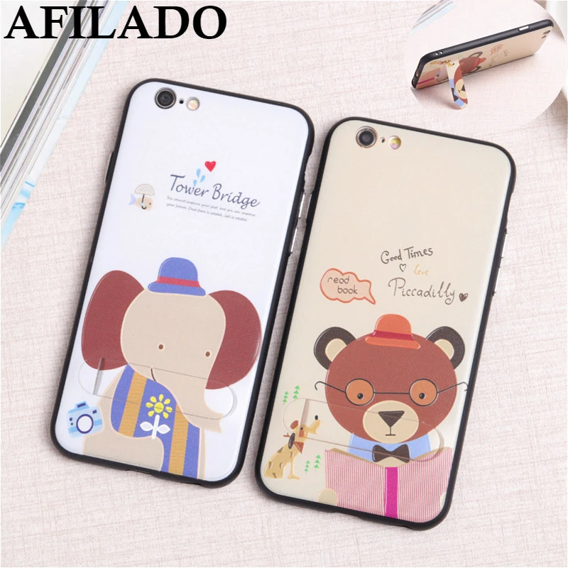 Fashion Bear Elephant Slim Stand Holder Coque Covers Case