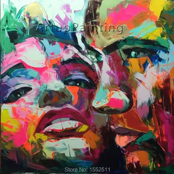 

Palette knife painting portrait Palette knife Face Oil painting Impasto figure on canvas Hand painted Francoise Nielly 15-27