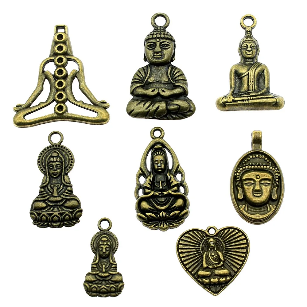 

Mix Charms Pendant Jewelry Buddha Guanyin Charms For Jewelry Making Buddha Antique Bronze Color Buddha Statue Charms