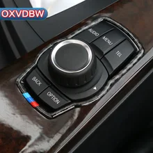 In Fibra di carbonio interni Auto Multimedia Button Decor Adesivi Styling Auto Per BMW F10 F20 F30 F34 F07 F25 F26 F15 F16 Accessori