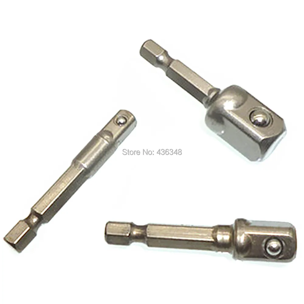 

3pcs Socket Bit Adapter Drill Nut Driver Power Extension Bar 1/4" 3/8" 1/2" Impact Drill Socket Adapter Converter 1/4" Hex Shank