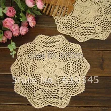 Хлопок эко рук крючком салфетка ручной работы коврик, тарелка десертная чашку площадку, coaster 25 см x 25 см 12 шт./лот cd047-a