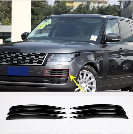 

Black ABS Plastic Front Fog Lamp Decoration Strips Trim For Landrover Range Rover Vogue 2018 Car Accessories 6pcs/set