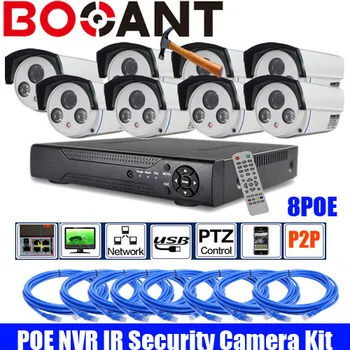 

8CH 1080P 2MP HD Realtime POE network Video Recorder camera kit with 8pc waterproof 1080P HD POE IP camera 50m night vision