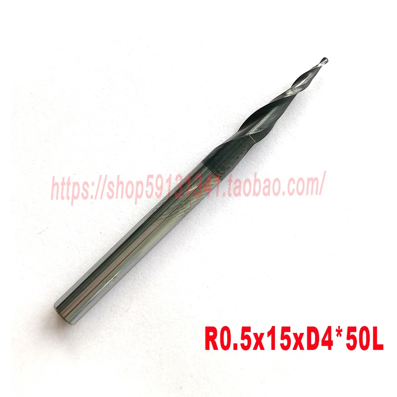 1 шт. R0.5 * D4 15 50L 2F HRC55 вольфрамовые твердосплавные конические сферические концевые