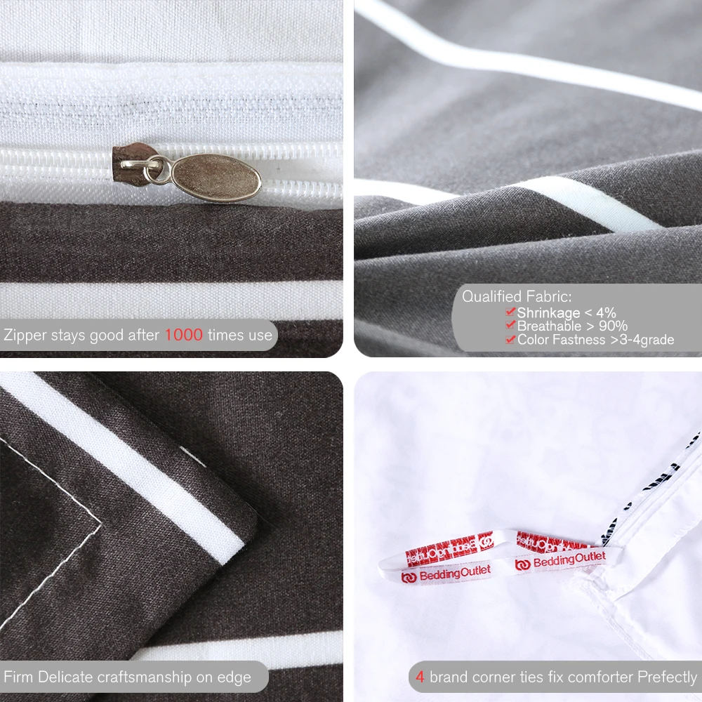 BeddingOutlet الأناناس طقم سرير مخطط رمادي غطاء لحاف عكسها المفارش الملكة الاستوائية أغطية سرير 2/3/4 قطعة الجملة