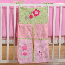 Розовые цветы напечатанные хлопковые детские постельные принадлежности наборы Детская кроватка висячая сумка для хранения бутылочки пеленки мешок большое разное хранение сумка