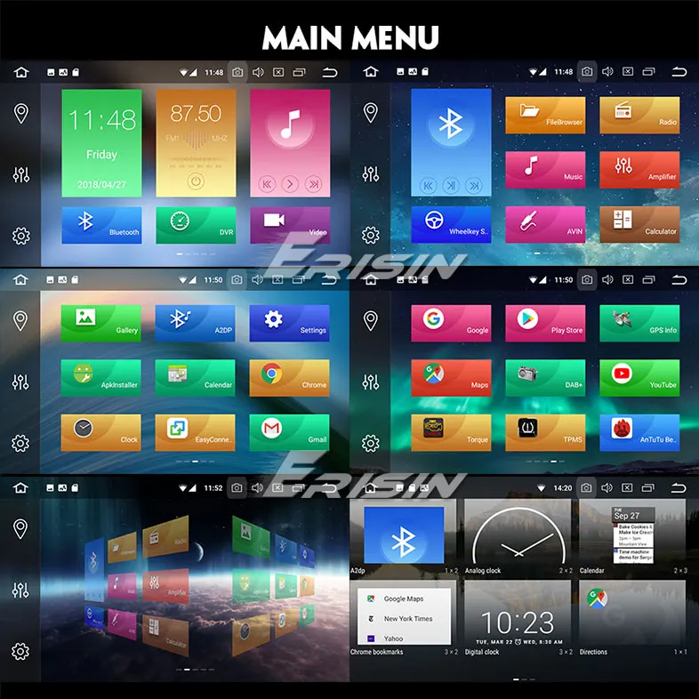 Top Erisin ES7496B 9" Android 8.0 Car DAB+ GPS Navi BT OBD 4G TPMS DTV-IN for BMW 3er E46 Rover75 MG ZT 6