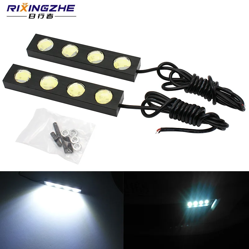 

2PCS/Lot Universal Car DRL LED Daytime Running Light 12V 4LED Waterproof For Car Parking Fog Lamp Reverse Lights Turn signal