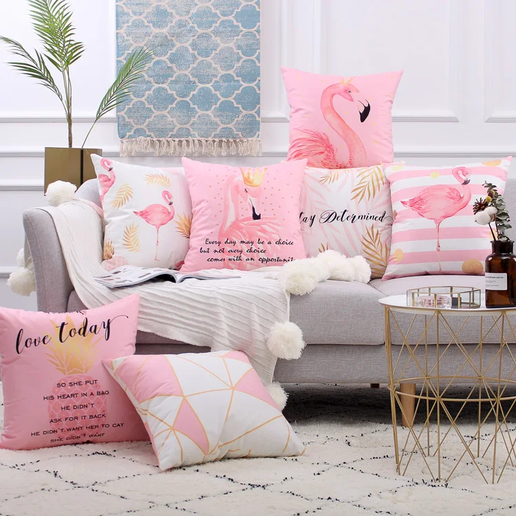 

Drop Ship Pink Nordic 2018 New Cushion Flamingo Pillow Cojines Decorativos Para Sofa Home Car Decor Coussin De Salon Fashion