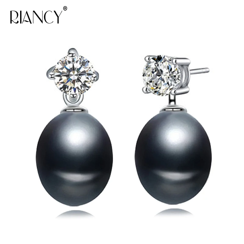 

Simple Natural Freshwater Pearl Earrings For Women black Gray pearl Jewelry Party Gift