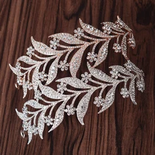 Mansati Luxury Rhinestone Leaf Tiaras and Crowns for Women Wedding Headband Bride Crystal Diadem Hair Jewelry Accessories CR001