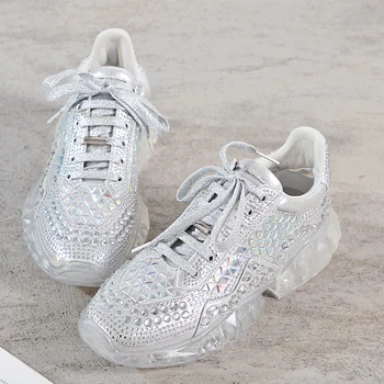 

New Brand Design Women Flats Top Quality Blingbling Casual Shoes Fashion High Heels Basic Sneakers Spring Summer Shoes Woman