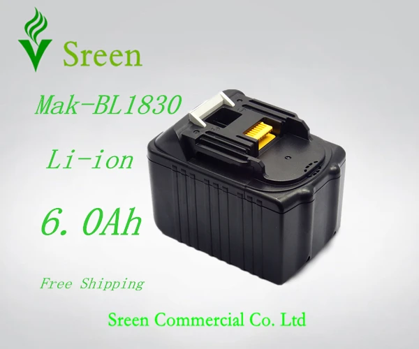 

New 18V Lithium Ion 6000mAh Replacement Power Tool Rechargeable Battery for Makita BL1830 194205-3 194230-4 BL1815 BL1840 LXT400