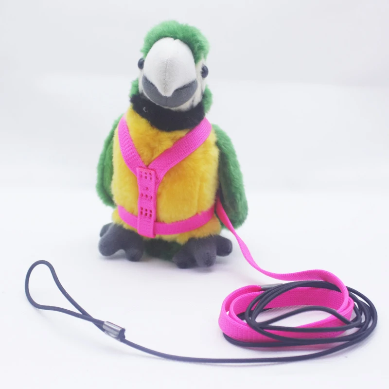 Rubyu Pet Bird Harness Adjustable Feather Tether Bird Harness and Lead Aviator Bird Harness Outdoor Adjustable Anti Bite Training Rope for Small Medium Breed Parrots