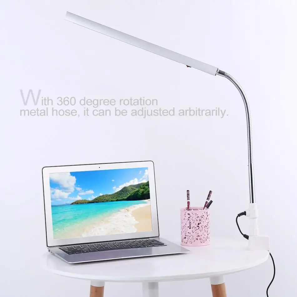 Ультра светодиодный-тонкий светодиодный дизайн ногтей стол металлическая ручка градусов вращения 360 глаз забота Офис Холодный свет тату-дизайн ногтей стол белый