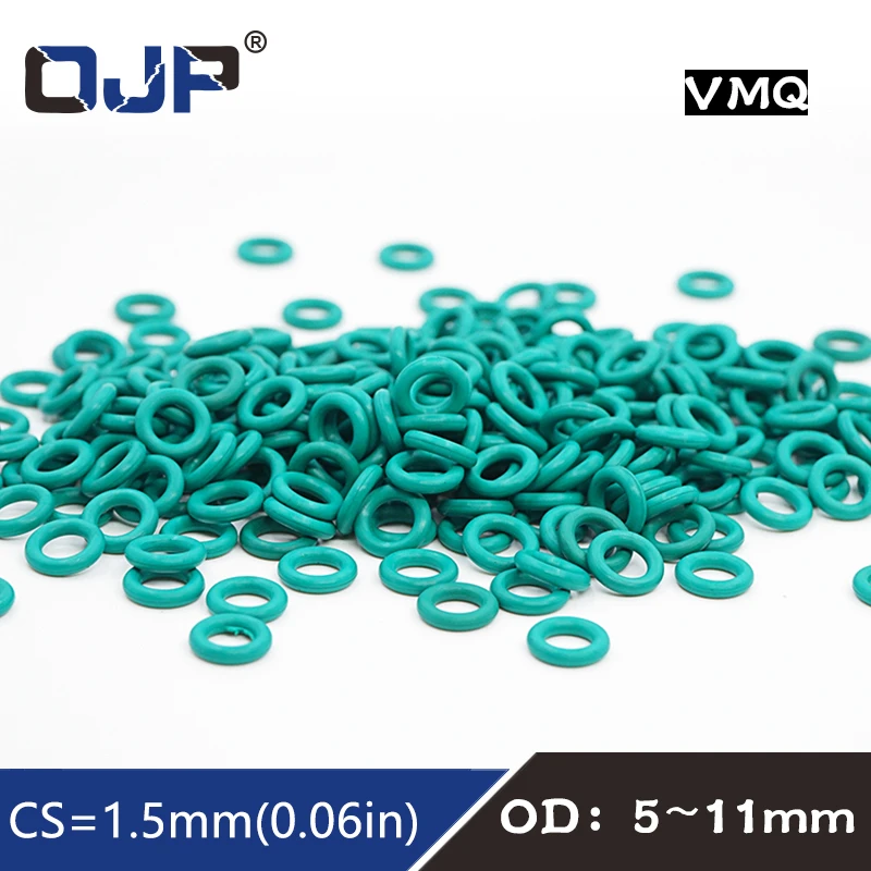 10pc/lot Rubber Ring Green Fkm O Rings Seals Thickness 1.5mm Od5/5.5/6/