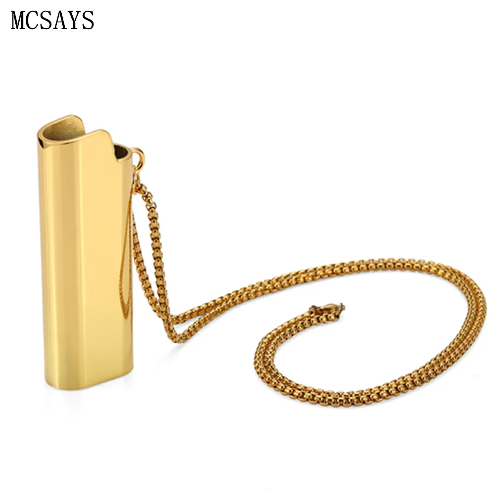 

MCSAYS Hip Hop Rapper Jewelry Bling Bling Lighter Pendant Iced Out Golden Hiphop CZ Necklace Unisex Fashion Accessories 3XH
