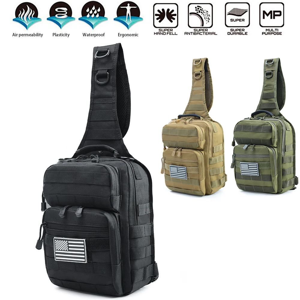 

Outdoor Military Tactical Crossbody Bag Men Bag Canvas Phone Portable Male Multi-Function Khaki Travel Hiking Trekking New D20