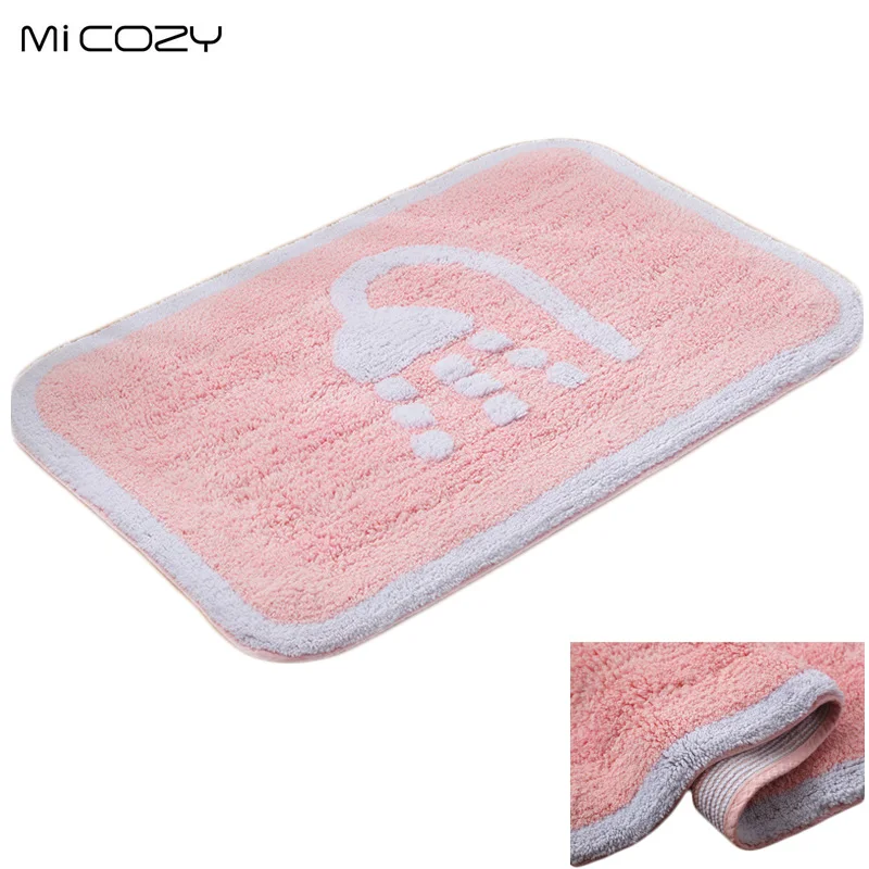 

Soft Shaggy Cotton Chenille Bath Mat Non-slip Cotton Bath Rug Luxury Microfiber Bathroom Floor Mats Water Absorbent Solid Color