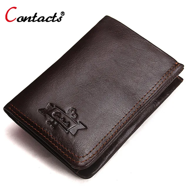 

CONTACT'S Men Wallets Male Clutch Bag Genuine Leather Wallet Coin Purse Credit Card Holder Men Small Purse Luxury Men's Wallets