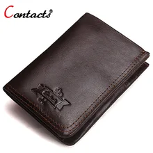 CONTACT'S Men Wallets Male Clutch Bag Genuine Leather Wallet Coin Purse Credit Card Holder Men Small Purse Luxury Men's Wallets falan mule genuine leather men wallets men s purses male clutch bag coin card phone holder fashion wallet purse